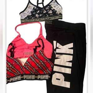 Pink Victory Secret LOT Leggings Bra Sports Bra Sz S/M assorted